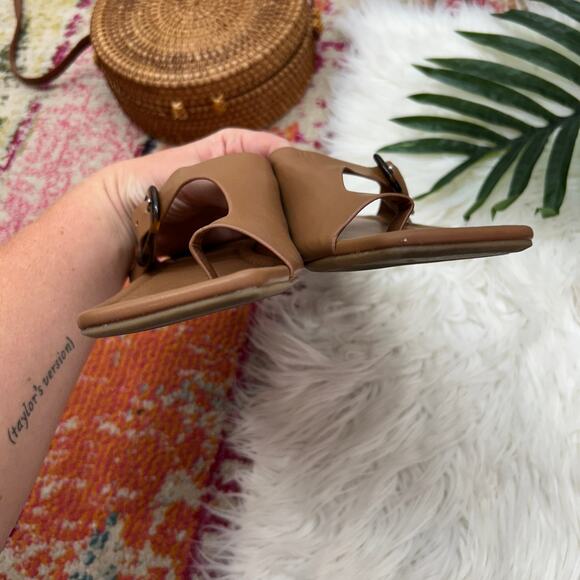 Macy's 12 Thompson Brown Tan Square Toe Slip On Slide Sandal Minimalist 7.5 - Picture 4 of 8